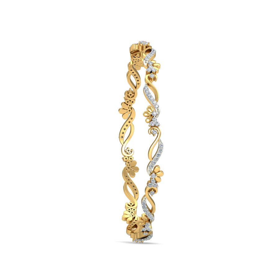 0.86ct Yellow Gold Natural Diamond Bangle SolitaireKart